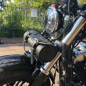 Sacoche à roulettes en cuir véritable pour outils moto - Tous vélos - Noir - Photo 1 sur 8