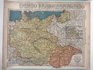 1939 Rand McNally mapa de Alemania/Hungría reproducción antigua ampliada - Imagen 1 de 1