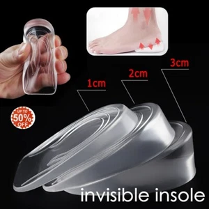 1-3cm Silicone Gel Height Increase Shoe Insoles Taller Lift Up Heel Insert Pad - Picture 1 of 11