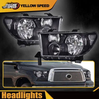 Faros negros cromados diestros+derechos aptos para Toyota Tundra 2008-2017 Sequoia Foto 1 de 4
