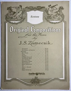 Antique Sheet Music ECSTASY By J.S. Zamecnik Sam Fox Co. 1917 - Picture 1 of 6