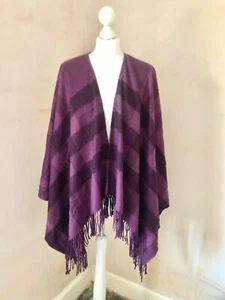 Burberry Purple Check Shawl Wrap 100% Cashmere - Picture 1 of 6