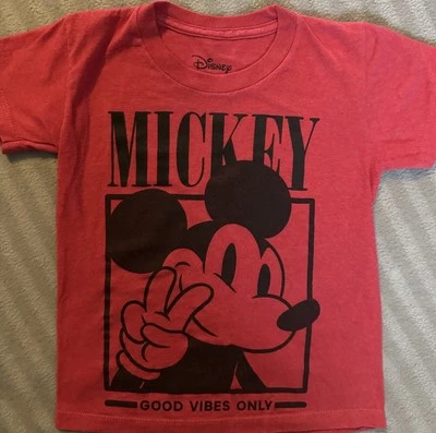 Disney Kids Boys Mickey Mouse Graphic Cotton Crewneck Short Sleeve Shirt Red XS - Image 1 of 3