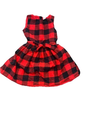 Vestido Carters Rojo Búfalo Estampado Forrado Cremallera Completa Espalda. Talla 4T Niñas/Navidad Foto 1 de 4