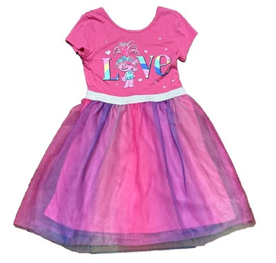 Dreamworks Troll Girls Love Graphic Tutu Dress Pink Jumping Beans Sz 7 Twirl NWT - Image 1 of 4