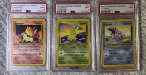 Pokemon Neo Genesis 1st Edition Totodile, Cyndaquil, Chikorita PSA 9 Mint - Picture 1 of 2