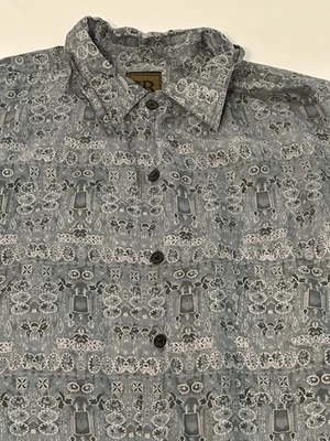 Camisa Bruno 100% Seda Para Hombre XL Hawaiana Estampado Completo Tiki Tribal Foto 1 de 4