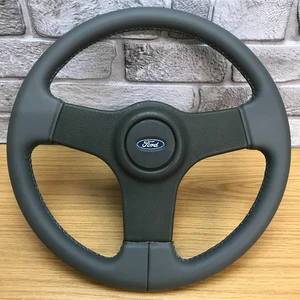 Genuine Ford Capri grey leather steering wheel. 2.8i, 2.0 etc. RETRIMMED. 1D - Picture 1 of 11