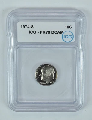 1974-S Roosevelt Dime PR70 DCAM ICG *1688 - Image 1 of 4