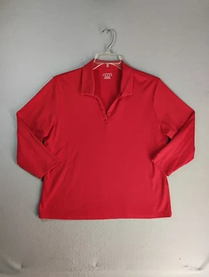 Top informal Lands End para mujer grande rojo polo manga 3/4 cuello en V Foto 1 de 4