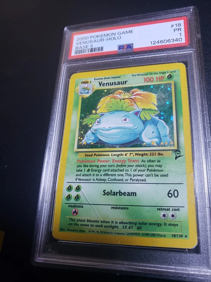 PSA 1 Venusaur 18/130 голографический редкий базовый набор 2 карты Pokemon - Изображение 1 из 2
