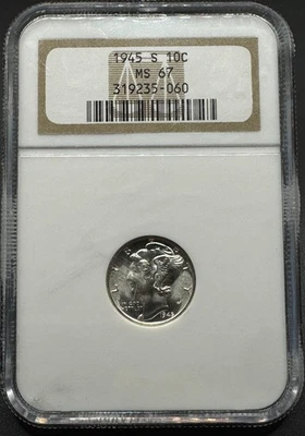 1945-S MERCURY SILVER DIME NCG MS67 10XH25 - Image 1 of 4