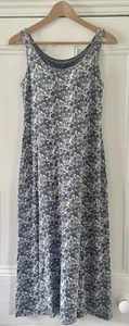 Liberty Uniqlo Womens Blue Floral Sleeveless Jersey Bra Maxi Dress M UK 12 EU 40 - Picture 1 of 14