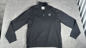 Weatherproof Vintage Mens Half Zip Pullover Sweater Black Cotton Cashmere Size M - Picture 1 of 8