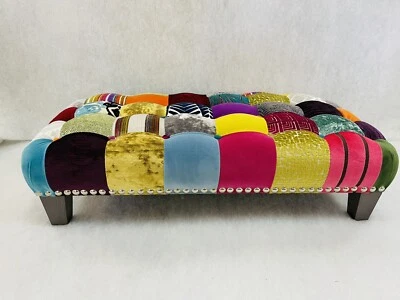 New Gainsborough Designer Patchwork Footstool  Grey Legs - Image 1 of 4