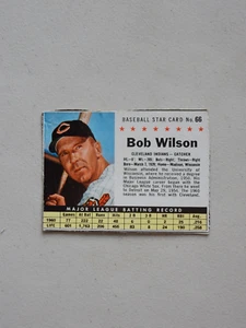 1961 Post Baseball Trading Card #66 - Bob Wilson - Cleveland Indians - Catcher - Foto 1 di 2