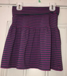 Hanna Andersson Girls Purple and Green Striped Skirt Sz 130 US 8 Rolled Waist - Picture 1 of 2