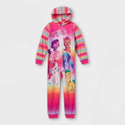 Girl My Little Pony One Piece Pajamas Union Suit Hoodie Sleeper Sunny Pink 6-12 - Image 1 of 3