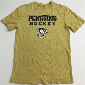NFL Penguins Hockey T-Shirt Youth Boys XL Yellow Short Sleeve Crew Neck Cotton - Picture 1 of 9