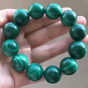 Natural Green Malachite Woman Round Beads Chrysocolla Bracelet 20mm AAAA - Picture 1 of 3