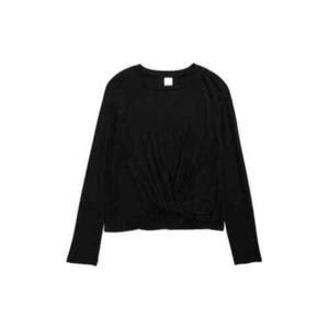 Lauren Ralph Lauren Women's Black Long Sleeve Twist Front Polo Shirt, XL - Picture 1 of 4