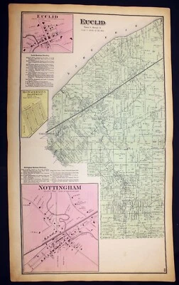 1874 Plat Map Euclid Township Cuyahoga County Ohio Nottingham - Image 1 of 4