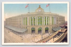 South Train Station Depot Cars Wagons Boston Massachusetts c1910 DB UNP Postcard - Picture 1 of 2