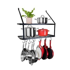 Heavy Duty Kitchen Wall Mounted Hanging Pot and Pan Rack Organizer w/ 10 Hooks