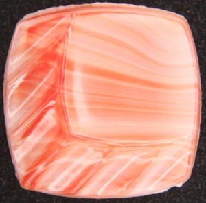 C1940-50s Vintage White Red Milk Slag Glass Button Square Geometric Art Deco MCM - Picture 1 of 3