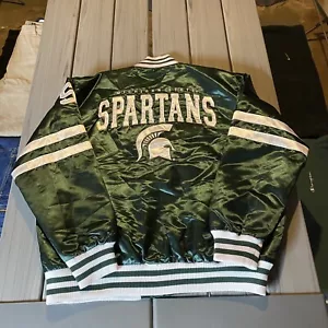 Chaqueta Bombardero Satinada Vintage Michigan State Spartans Años 80 Años 90 Verde Brillante Para Hombre XXL - Imagen 1 de 8