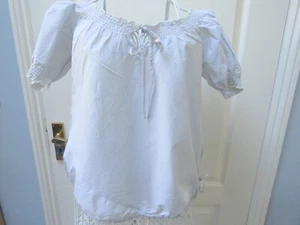 Fat Face Y2K Peasant Top Size 12 White Puff Sleeve Milkmaid Off Shoulder Holiday - Picture 1 of 4