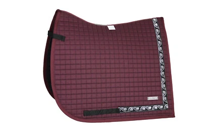 EQUINOS Barock Dressur Schabracke in Bordeaux mit hübscher Borte 57 cm lang - Bild 1 von 4