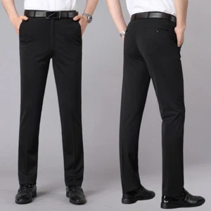 Men Dress Pants Stretch Suit Trouser Straight Formal Business Thin Summer Casual - Foto 1 di 15