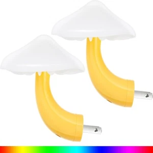 2 Pack Mushroom Night Light Plug in Wall Lamp Sensor LED, (7 Color Changing) - Picture 1 of 7