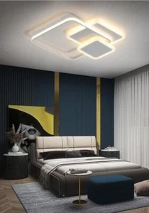 PLAFONIERA LED LUCE CALDA LAMPADARIO 3 QUADRATI 48 WATT QUADRATO MODERNO - Picture 1 of 6