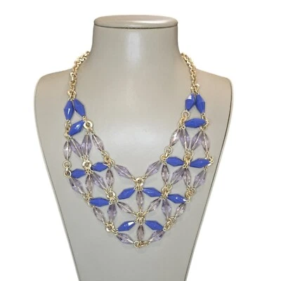 Talbots женщин заявление нагрудник ожерелье позолоченный, синий лаванды смолы новый с Ярлыками - Изображение 1 из 3