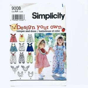 Simplicity 9008; ©1996; Toddler Girls' Long or Short Romper and Dress Size .5-2 - Picture 1 of 5