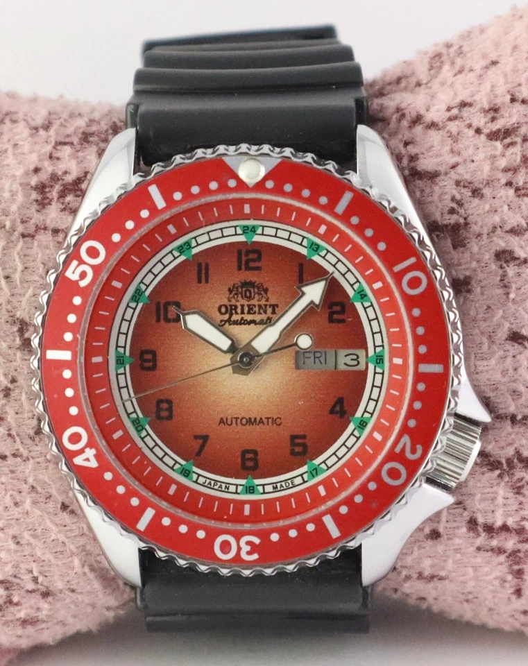 Reloj Pulsera Orient Diver Hombre Automático 21 Joyas Día/Fecha Todo Funcionando Banda Goma Foto 1 de 4