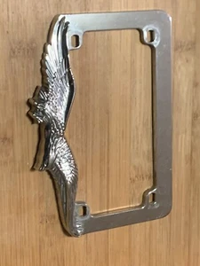 Chrome Eagle Motorcycle License Plate  Frame - Picture 1 of 2