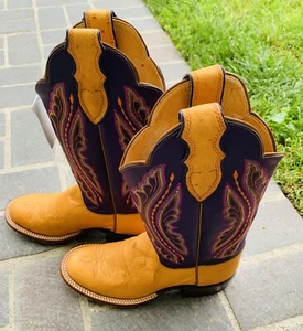 Einzigartige Justin Damen Westernstiefel Größe 6 weizenfarben/lila neu mit Etikett - Bild 1 von 10