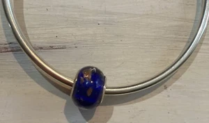 925 Sterling Silber (1) KÖNIGSBLAU Murano Glas Perle Charm GOLD Folie A2 - Bild 1 von 4