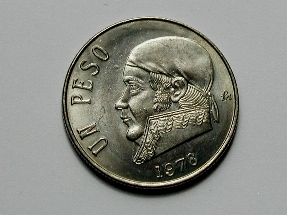 Moneda México 1978 Mo UN PESO AU+ Tonificado-Lustre con Famoso José María Morelos Foto 1 de 2