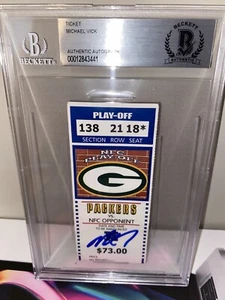 MICHAEL VICK Signed Autograph 2003 Falcons Packers Playoff Ticket BAS Beckett - Picture 1 of 2