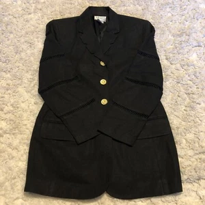 Apart Impressions Blazer Jacket Womens 6P Linen Blend Lagenlook Lined Black - Picture 1 of 11