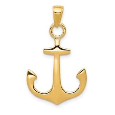 10K Solid Yellow Gold Anchor Cross - 1.2" 10K Gold Mariner Cross Pendant - C3345 - Image 1 of 4