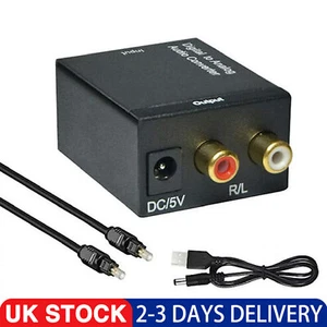 Analog To Digital Audio Converter AUX RCA Phono To Toslink Coaxial SPDIF Adapter - Picture 1 of 9