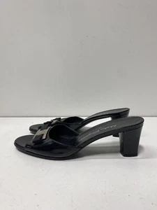 Salvatore Ferragamo Black Leather Sandals Women Sz 9 - Picture 1 of 12