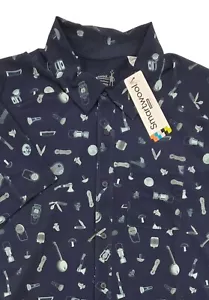 Smartwool Button Up Shirt Mens Large Gone Camping Pocket Blue Breathable NWT - Picture 1 of 9