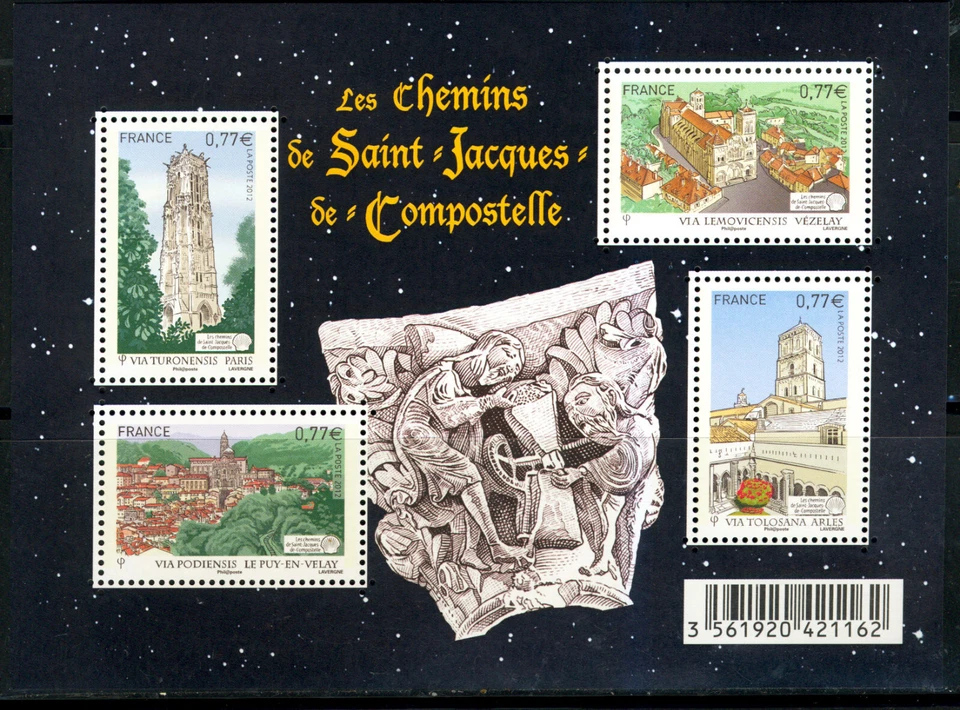 FRANCE BLOC 4641 CHEMINS DE COMPOSTELLE, 2012, NEUF xx, TRÈS BEAU - Photo 1/1