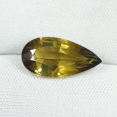 5,46 ct MOZAMBIQUE PARDUSCO AMARILLO OLIVA TURMALINA NATURAL Pera Ver Vdo 2077 J Foto 1 de 2